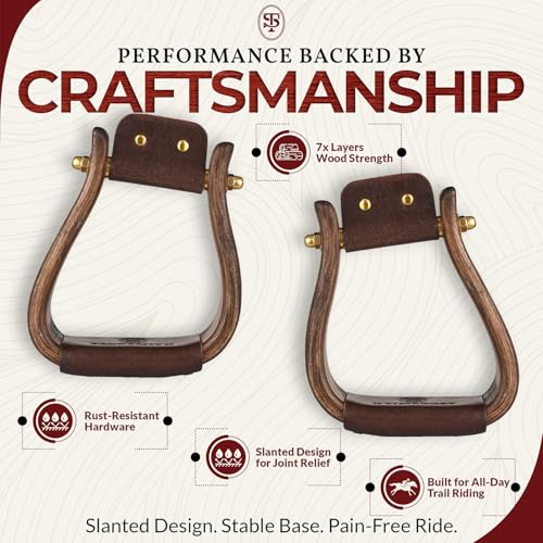 Trailmaster Wooden Western Horse Stirrups, 3 Inch Tread