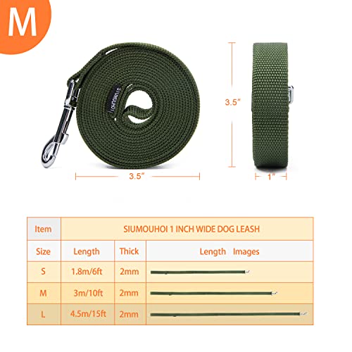Strong Durable 10ft Nylon Dog Training Leash, 1 Inch Wide Traction Rope, for Small and Medium Dog (Military Green, 10 Feet) - color: Military green, size: 10 Feet