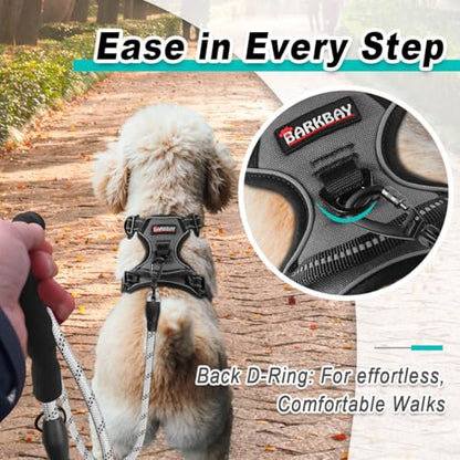 BARKBAY Dog Harness for Small Sized Dog No Pull 2 Leash Clips Dog Vest - color: Dark Grey, size: X-Small