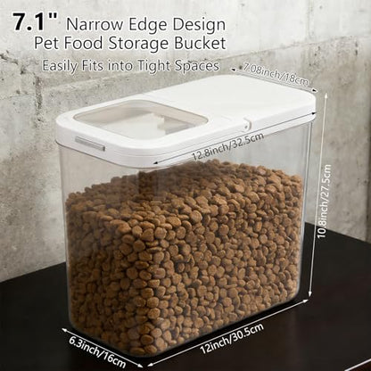 YEXEXINM Pet Food Storage Container with Lid & Scooper 10-15lbs/12L Dog Food Storage Container Clear Airtight Cat Food Storage Container BPA Free Dog Treat Container Store Dry Food for Pantry Kitchen
