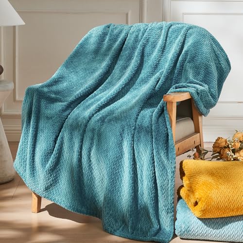 NEWCOSPLAY Fleece Leaves Pattern Throw Blanket, Dark Blue, 50"x60" - color: Dark Blue, size: Throw(50"x60")