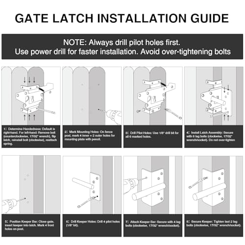 Self-Locking Gate Latch for Wooden Fence - Heavy Duty Automatic Gate Lock Gravity Door Latch Hardware for Secure Pool, Yard,Outdoor Garden, Metal Gates Vinyl Fences