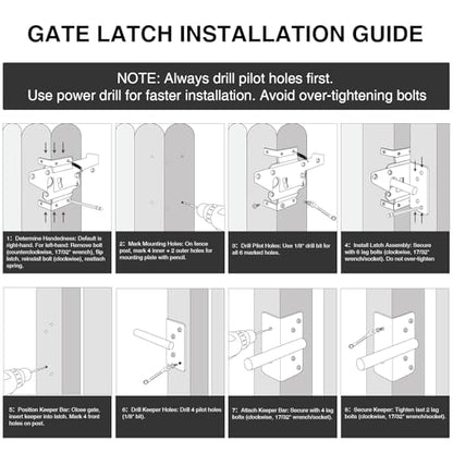 Self-Locking Gate Latch for Wooden Fence - Heavy Duty Automatic Gate Lock Gravity Door Latch Hardware for Secure Pool, Yard,Outdoor Garden, Metal Gates Vinyl Fences