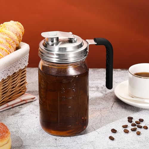 Baderke 4 Pcs Stainless Steel Wide Mouth Mason Jar Pour Spout Lid Metal Mason Jar Pitcher Lid with Handle, No Rust Leak Proof Shaker Seal Cover Fit Home Tea, Milk, Juice Drinks Airtight