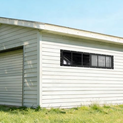 Yuzzy Shed Windows 2 Pack, 10"x35" Sliding Windows Transom Window with Tempered Glass and Removable Fiberglass Screen for Shed, Chicken Coop, Playhouse, Household, Garage, Barns (Black) - color: Black, size: 10"x35"