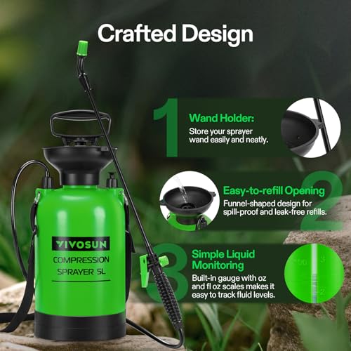 VIVOSUN 1.35-Gallon Pump Pressure Sprayer - color: Green, size: 1.35 Gallons
