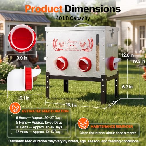 40 LB Large Automatic Chicken Feeder with Visible Feed Window