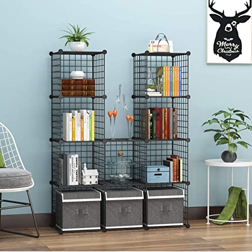 C&AHOME Wire Cube Storage, 12-Cube Storage Organizer Metal, C Grids, Black - color: Black