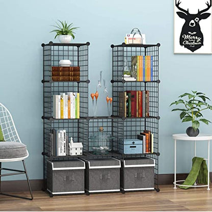 C&AHOME Wire Cube Storage, 12-Cube Storage Organizer Metal, C Grids, Black - color: Black