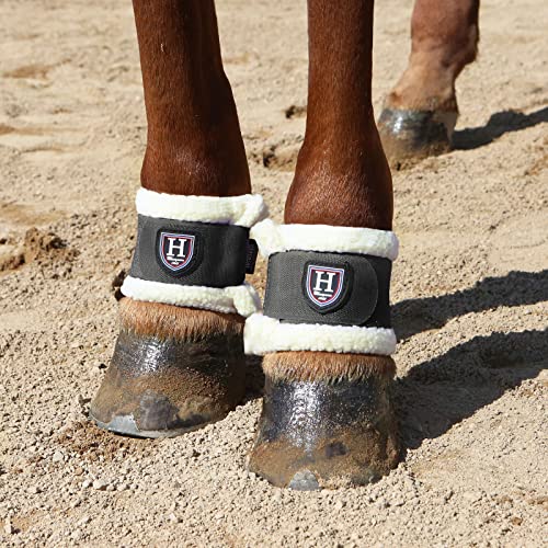 Harrison Howard Essential Premium Horse Pastern Wraps with Berber Fleece Lining, Sold in Pairs - color: Black