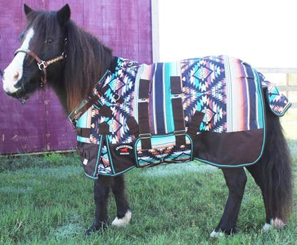 CHALLENGER 1200D Miniature Weanling Donkey Pony Horse Foal Winter Blanket - color: Brown Serape, size: 36 inches