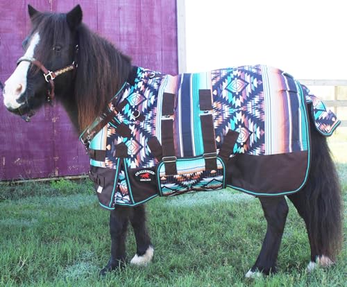 CHALLENGER 1200D Miniature Weanling Donkey Pony Horse Foal Winter Blanket - color: Brown Serape, size: 36 inches