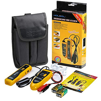 F02 Underground Cable Locator, Wire Tracer with Earphone, Cable Tester for Dog Fence Cables Irrigation Control Wires - color: Yellow