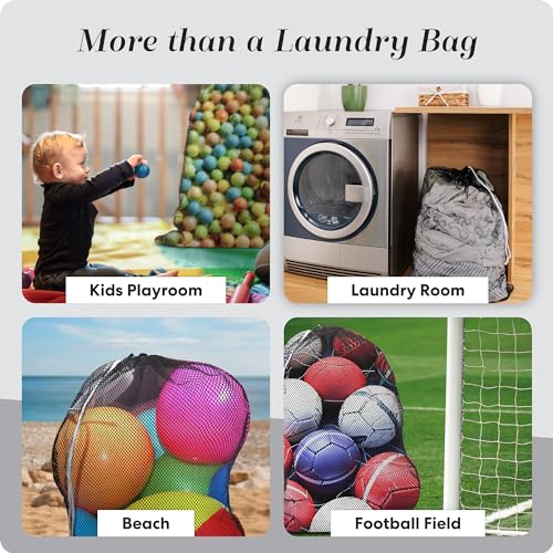 Handy Laundry Mesh XL Laundry Bag 24"x36", Heavy Duty Drawstring, Black - color: Black