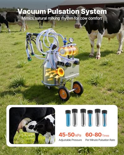 VEVOR Electric Cow Milking Machine, 25 L, 304 Stainless Steel Bucket - size: 25L