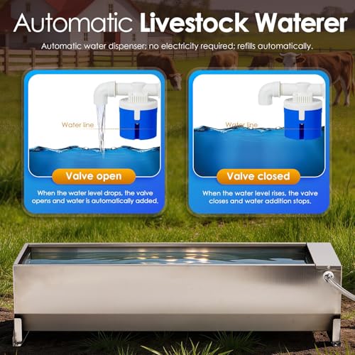 10 Gallons Automatic Livestock Water Trough Stainless Steel Larger Dog Water Bowl Dispenser with Float Valve Kit Large Capacity Outdoor Horse Pig Water Trough for Dog Pig Cow Goat 36‘’*12.4*‘’9.1‘’ - size: 10 Gallons