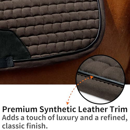 EQUINEWAVE Aria Soft Suede Jump Saddle Pad – Breathable Moisture-Wicking Lining, Shock-Absorbing Cushion, Contoured Spine, English All Purpose Saddle Pad - color: Dark chocolate