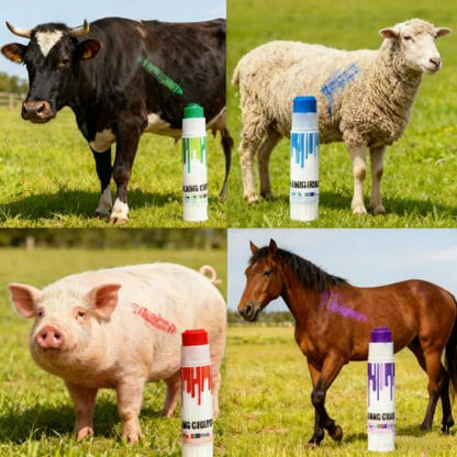 Livestock Identification Marking Crayon, 8PCS High Visibility, Non-toxic Livestock Marking Crayon with Cover for Marking Wet or Dry Animal Fur and Skin, for Cattle sorting, grading, inoculation (8)