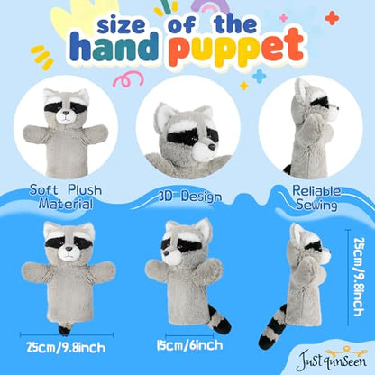 Plush Stuffed Puppet Forest Animal Toy for Family Fun Adult Hands Fit Preschool Learning Classroom Supplies Educational Tool Raccoon Puppet - color: Raccoon