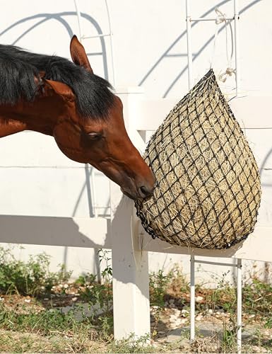 Harrison Howard Slow Feed Hay Net Horse 2 Pcs Horse Feeding Supplies Black 40" Length with 2" Holes