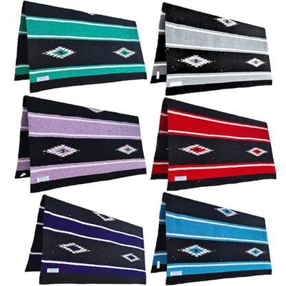 Majestic Ally 36"x34" Navajo Design Acrylic Saddle Blanket for Horses - 2.4 lbs (Red and Black) - color: Red and Black