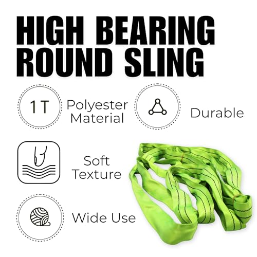 Green Polyester Endless Round Sling Rigging Lifting Straps, 4 Feet Length, 5,300 lb. Vertical Capacity, 10,600 lbs Basket - color: 02 Green - Vertical Capacity 5300LBS, size: 4ft