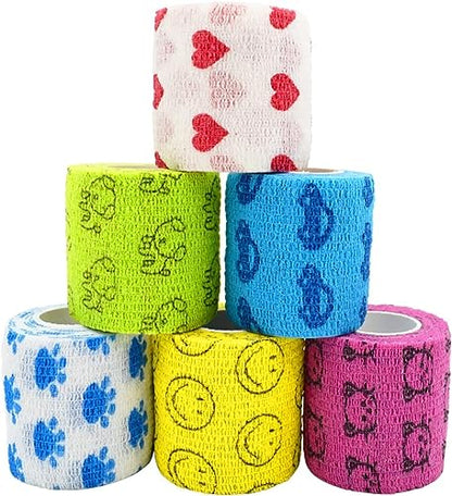 Stmandy Vet Tape wrap, wrap Bandage 2 inch 6 Rolls,Adhesive wrap Bandage for The Person or The Pets (cat,Dogs,Horse and Other Animal) who was injure or Have Wounds (Cartoon 6pcs) - size: 2 Inch (Pack of 6)