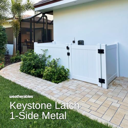 Weatherables Keystone Black Zinc Diecast Metal 1-Sided Key-Lockable Gate Latch – Heavy Duty Gate Latch with Self-Latching Gate Lock – Made for Installation on Metal, Wood & Vinyl Fences, Keyed Alike - style: 1-Side Metal