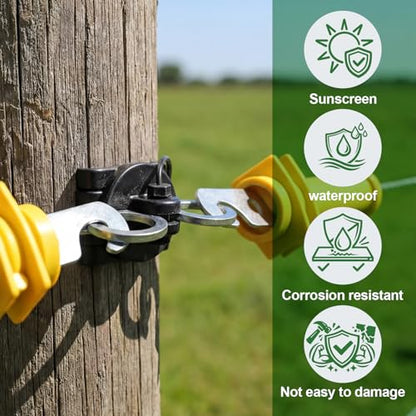 10 Pcs T-Post Electric Fence Gate Hook Heavy Duty Eyelet,Sliver - color: Silver