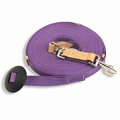 35' Flat Cotton Web Lunge Line with Bolt Snap & Rubber Stop - By Southwestern Equine (35', Lavender) - color: Lavender, size: 35'