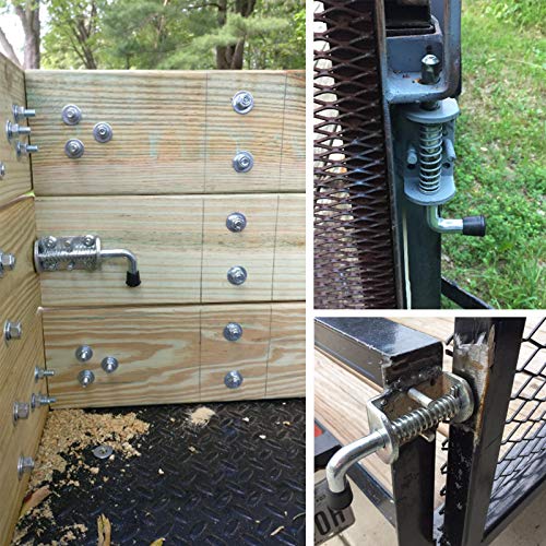 Steel Spring Loaded Latch Pin Assembly 6.5 Inch with 2-Set Spring Latches - Heavy-Duty Plated for Multi-Purpose Trailer Gates, Barn Doors & Heavy Tailgates (Screws Not Included)