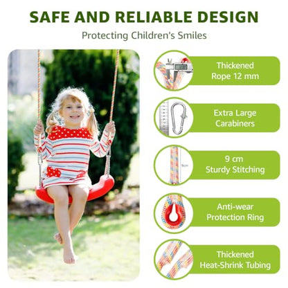 Heavy Duty Tree Swing Ropes with Safer Lock-(2Pack, Rainbow,10FT) - color: Rainbow, size: 120''(10FT)-2 Pack