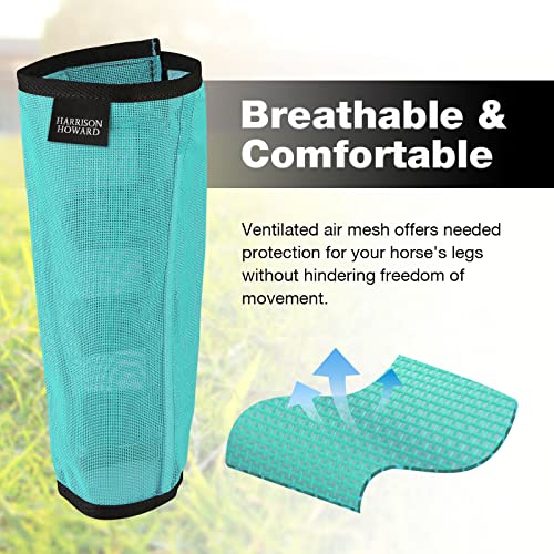 Harrison Howard Loose Fitting Fly Boots UV-Protective Extra Tough Mesh Ventilated Four Fasteners Stay-on Design Protect Horse Legs & Stomp-Reducing Set of 4 Mint Mini - color: Mint, size: Mini