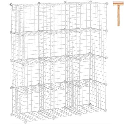 C&AHOME Wire Cube Storage, 12-Cube Storage Organizer Metal, C Grids, White - color: White