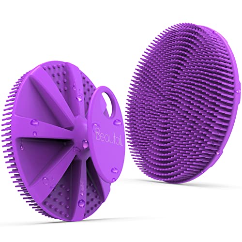 Silicone Body Scrubber, BEAUTAIL Gentle Exfoliating Shower Brush for Body | Hygienic Silicone Loofah, Easy-Grip Handle, Bath Essential Scrubber for Sensitive Skin, Women, Men & Kids, 1 Pack, Purple - color: Purple 1 Pc