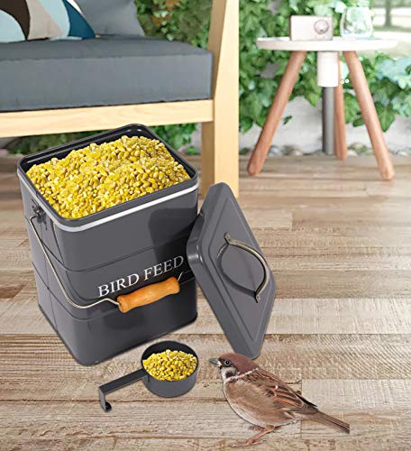 Geyecete Bird Feeder,Bird Food Jar Pet Food Storage Airtight Food Storage Container-Gray - color: Gray