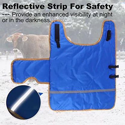 Calf Blanket with Fleece Lining, Calves Warm Clothes Calf Saver Coat, Sheep Goat Blanket, for Keep Cows Goats Sheeps Warmming, Thickened Belly Protection 1Pcs