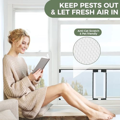 FLYZZZ Adjustable Window Screen (10" H x 19" - 36" W)) 1-Pack Small White Adjustable Screens for Windows with Sturdy Aluminum Mesh– Horizontal Use Only - size: 10" H x 19" - 36" W-1Pack