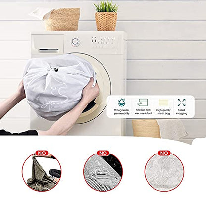 OTraki 2 Pcs Large Mesh Laundry Bags 24X36 Inch Heavy Duty Drawstring Laundry Wash Bag,Laundry Hamper Liner Machine Washable Storage Bag for Travel Hotel Beach Don't Drying, Melting 140-176℉ White - size: 24 x 36 inch