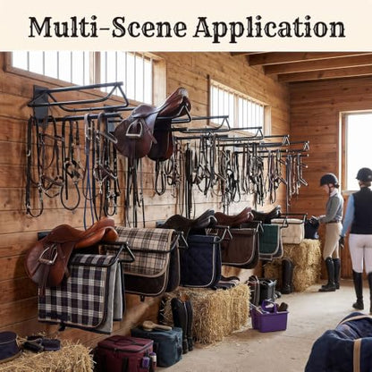 LOVIVO 2 Pack Rust Resistant Wall Saddle Rack with Pad for Western Style Saddles,Black