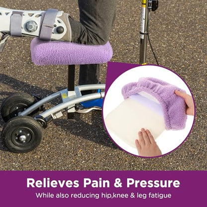 Breling Knee Scooter Pad Cover Faux Sheepskin Scooter Seat Cushion Memory Foam Knee Scooter Cushion Soft Plush Walker Seat Cover Universal for Comfort During Injury(Purple) - color: Purple