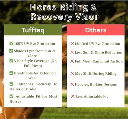 Horse Fly Mask Visor with UV Shield, Adjustable Fit for Riding
