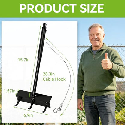 Heavy Duty Chain Link Fence Top Rail Stretcher Tool with 3 Hooks - color: Black