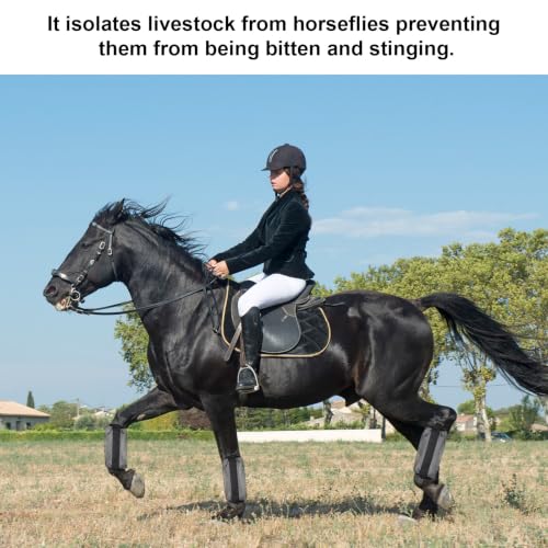 Gosknor 4pcs Fine Mesh Horse Fly Boots, Anti-Fly Leggings (Black)
