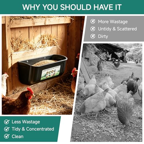 Chicken Feeder Waterer Set, Hanging Fence Feed Trough for Livestock Poultry, Chicken Feeder Bucket for Goat Sheep Deer Poultry Duck Gooses（ 2 * 2.7 Quart ） - color: Black