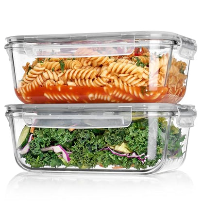 Vtopmart 2Pack 1860ml/63oz Large Glass Storage Containers With Lids, Grey - color: Grey, size: 63oz