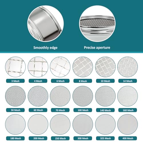 Full 304 Stainless Steel Mesh Sieve Screen, LVDALAB 14 Mesh(1.43mm) Aperture, 2.4inch(6CM) Dia Standard Sample Analysis Test Sieves Sifters Strainer for Industrial Laboratory Homes - size: 14 Mesh(1.43mm)/Ф2.4in(6CM)