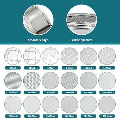 Full 304 Stainless Steel Mesh Sieve Screen, LVDALAB 14 Mesh(1.43mm) Aperture, 2.4inch(6CM) Dia Standard Sample Analysis Test Sieves Sifters Strainer for Industrial Laboratory Homes - size: 14 Mesh(1.43mm)/Ф2.4in(6CM)