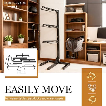 3 Tier Saddle Rack Heavy-Duty Saddle Stand for English and Western