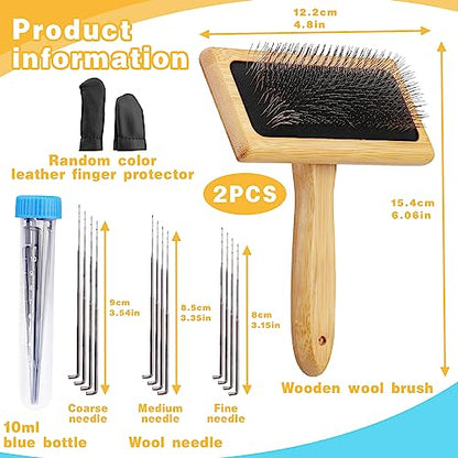 kdafio 2 Pcs Wooden Wool Carders Hand Carders for Wool Needle Felting - color: Color 1,17Pcs
